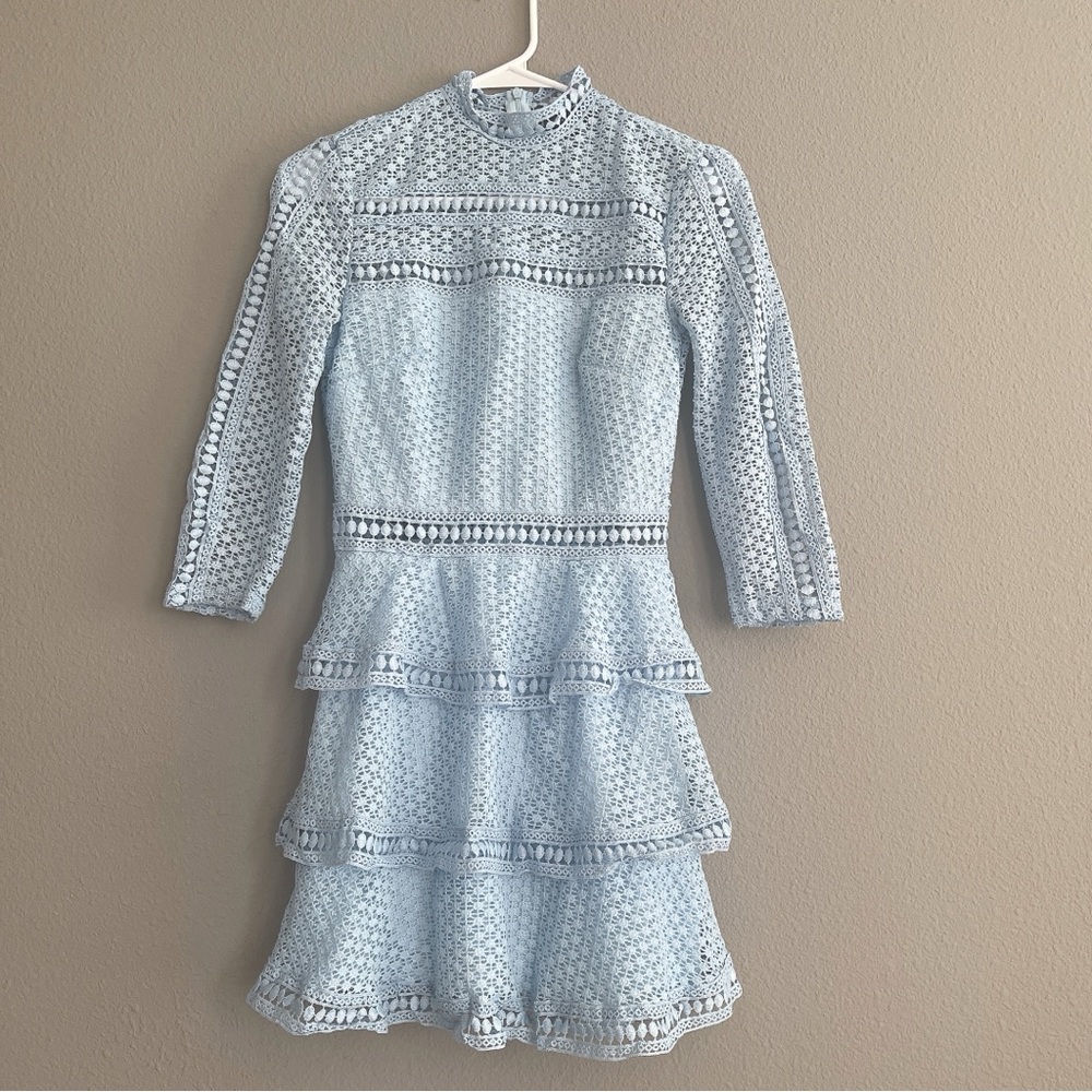 Elegant Light Blue Lace Dress